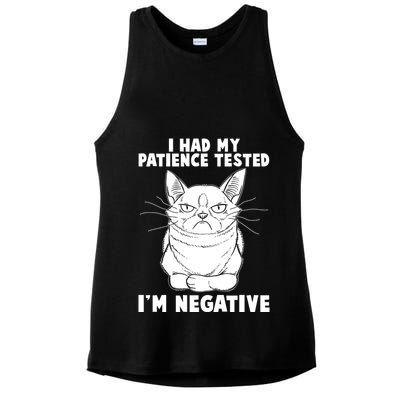 Funny Cat I Had My Patience Tested I'm Negative Ladies PosiCharge Tri-Blend Wicking Tank