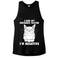 Funny Cat I Had My Patience Tested I'm Negative Ladies PosiCharge Tri-Blend Wicking Tank