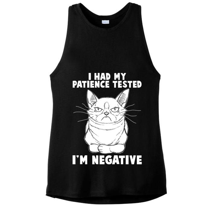 Funny Cat I Had My Patience Tested I'm Negative Ladies PosiCharge Tri-Blend Wicking Tank