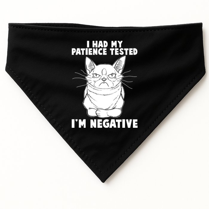 Funny Cat I Had My Patience Tested I'm Negative USA-Made Doggie Bandana