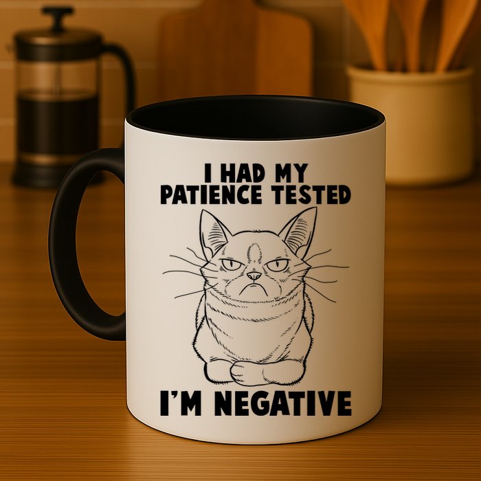 Funny Cat I Had My Patience Tested I'm Negative Mug