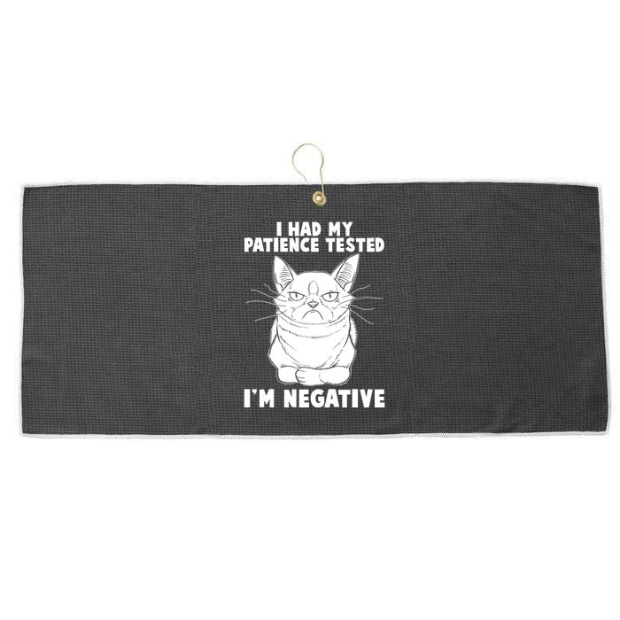 Funny Cat I Had My Patience Tested I'm Negative Large Microfiber Waffle Golf Towel