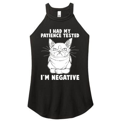 Funny Cat I Had My Patience Tested I'm Negative Women's Perfect Tri Rocker Tank