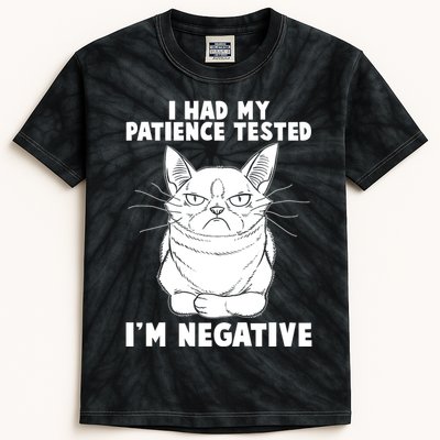 Funny Cat I Had My Patience Tested I'm Negative Kids Tie-Dye T-Shirt