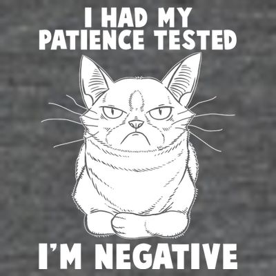Funny Cat I Had My Patience Tested I'm Negative T-Shirt