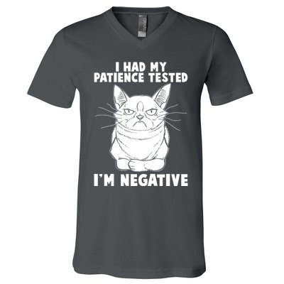 Funny Cat I Had My Patience Tested I'm Negative V-Neck T-Shirt