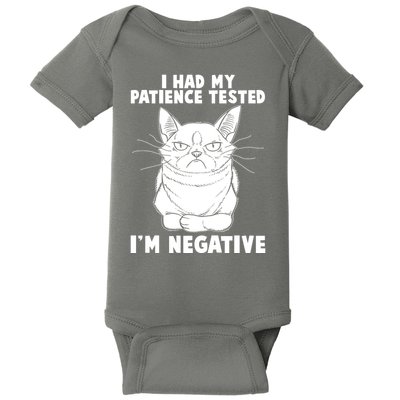 Funny Cat I Had My Patience Tested I'm Negative Baby Bodysuit