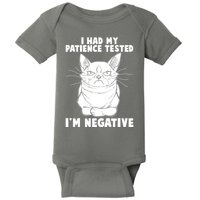Funny Cat I Had My Patience Tested I'm Negative Baby Bodysuit