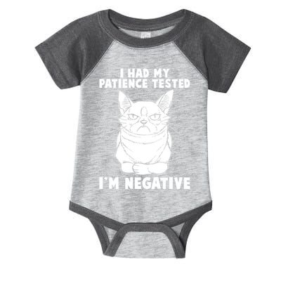 Funny Cat I Had My Patience Tested I'm Negative Infant Baby Jersey Bodysuit
