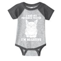 Funny Cat I Had My Patience Tested I'm Negative Infant Baby Jersey Bodysuit