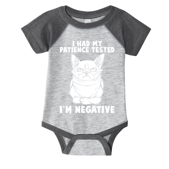 Funny Cat I Had My Patience Tested I'm Negative Infant Baby Jersey Bodysuit