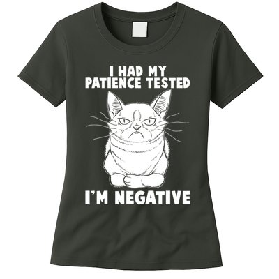 Funny Cat I Had My Patience Tested I'm Negative Womens T-Shirt