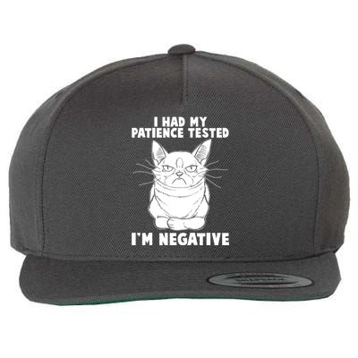 Funny Cat I Had My Patience Tested I'm Negative Wool Snapback Cap