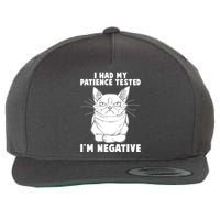 Funny Cat I Had My Patience Tested I'm Negative Wool Snapback Cap