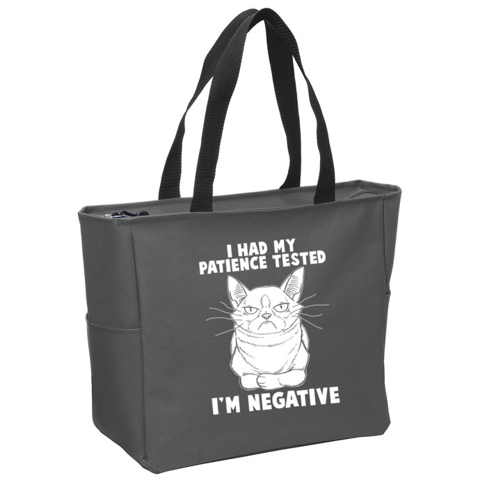Funny Cat I Had My Patience Tested I'm Negative Zip Tote Bag