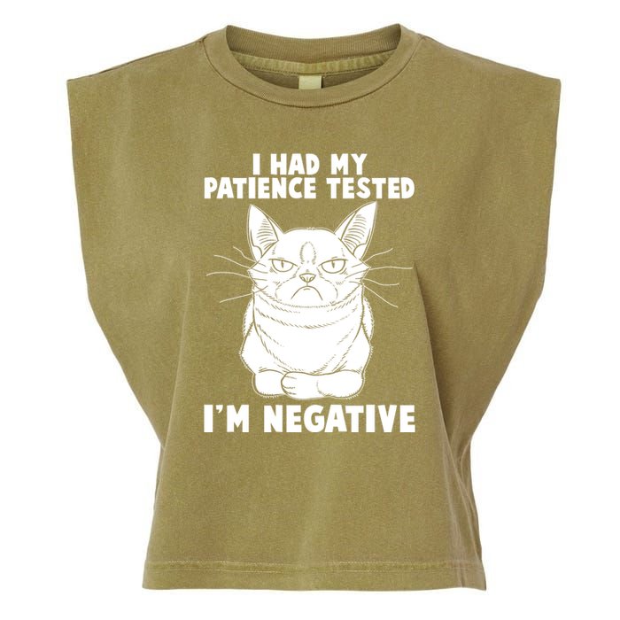 Funny Cat I Had My Patience Tested I'm Negative Garment-Dyed Women's Muscle Tee