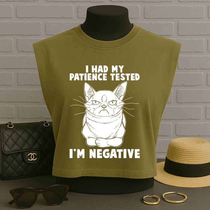 Funny Cat I Had My Patience Tested I'm Negative Garment-Dyed Women's Muscle Tee