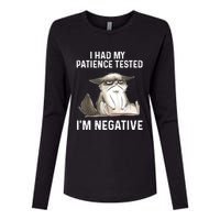 Funny Cat I Had My Patience Tested I'm NEGATIVE Womens Cotton Relaxed Long Sleeve T-Shirt