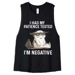 Funny Cat I Had My Patience Tested I'm NEGATIVE Women's Racerback Cropped Tank