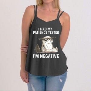 Funny Cat I Had My Patience Tested I'm NEGATIVE Women's Strappy Tank