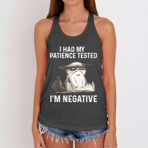 Funny Cat I Had My Patience Tested I'm NEGATIVE Women's Knotted Racerback Tank