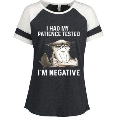 Funny Cat I Had My Patience Tested I'm NEGATIVE Enza Ladies Jersey Colorblock Tee