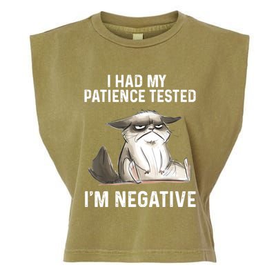 Funny Cat I Had My Patience Tested I'm NEGATIVE Garment-Dyed Women's Muscle Tee