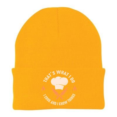 Funny Chef I Cook And I Know Things Cooking Gift Knit Cap Winter Beanie