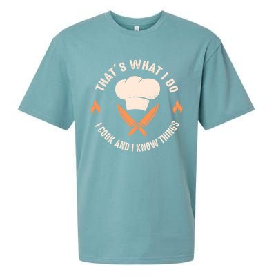 Funny Chef I Cook And I Know Things Cooking Gift Sueded Cloud Jersey T-Shirt