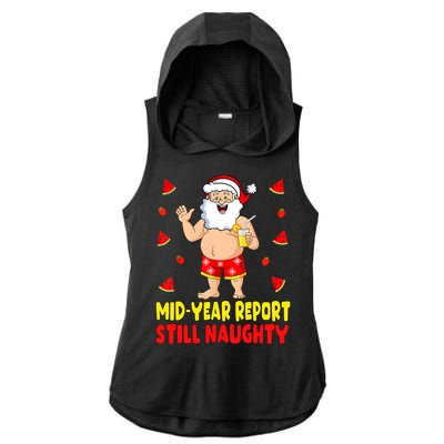 Funny Christmas In July Santa Summer Vacation Ladies PosiCharge Tri-Blend Wicking Draft Hoodie Tank