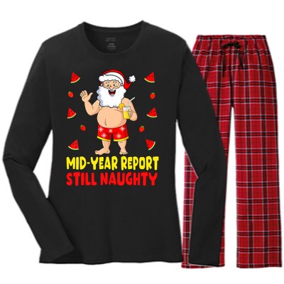 Funny Christmas In July Santa Summer Vacation Women's Long Sleeve Flannel Pajama Set 