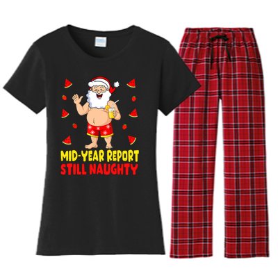 Funny Christmas In July Santa Summer Vacation Women's Flannel Pajama Set