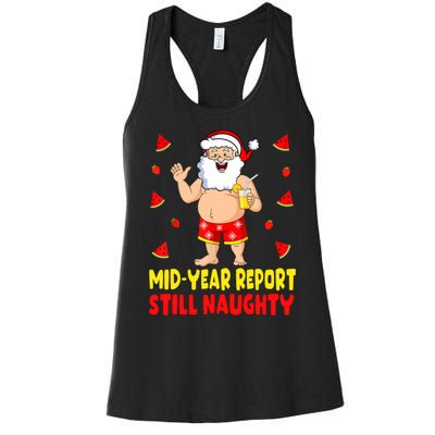 Funny Christmas In July Santa Summer Vacation Women's Racerback Tank