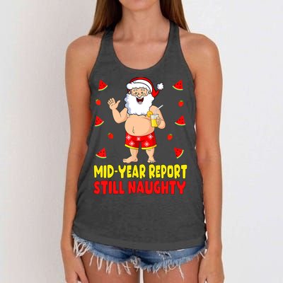 Funny Christmas In July Santa Summer Vacation Women's Knotted Racerback Tank