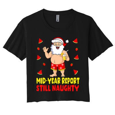 Funny Christmas In July Santa Summer Vacation Women's Crop Top Tee