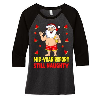 Funny Christmas In July Santa Summer Vacation Women's Tri-Blend 3/4-Sleeve Raglan Shirt