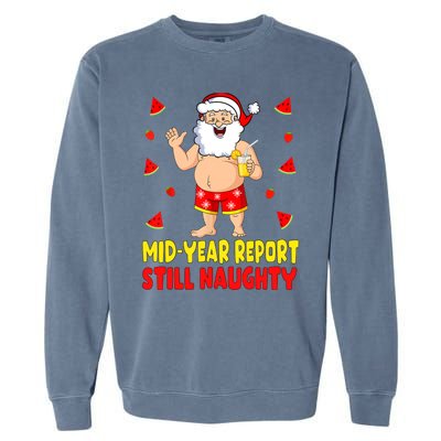 Funny Christmas In July Santa Summer Vacation Garment-Dyed Sweatshirt