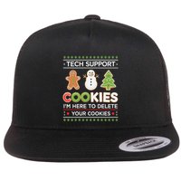 Funny Christmas I’M Here To Delete Your Cookies Techsupport Flat Bill Trucker Hat