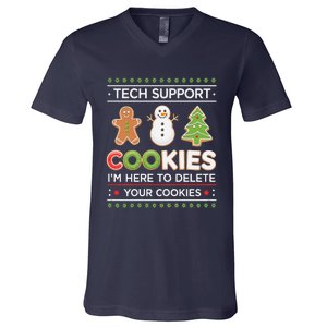 Funny Christmas I’M Here To Delete Your Cookies Techsupport V-Neck T-Shirt