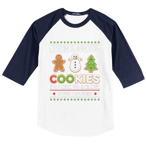 Funny Christmas I’M Here To Delete Your Cookies Techsupport Baseball Sleeve Shirt