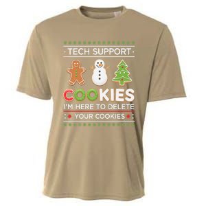 Funny Christmas I’M Here To Delete Your Cookies Techsupport Cooling Performance Crew T-Shirt