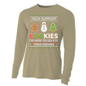 Funny Christmas I’M Here To Delete Your Cookies Techsupport Cooling Performance Long Sleeve Crew