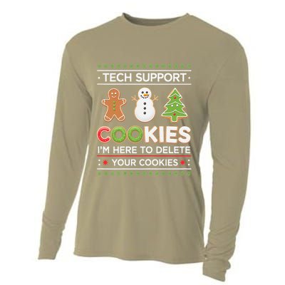 Funny Christmas I’M Here To Delete Your Cookies Techsupport Cooling Performance Long Sleeve Crew