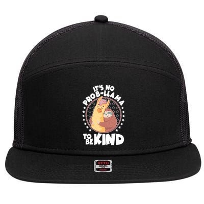 Funny Cute It's No ProbLlama To Be Kind 7 Panel Mesh Trucker Snapback Hat