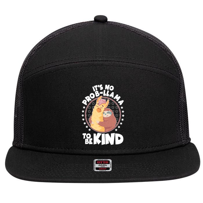 Funny Cute It's No ProbLlama To Be Kind 7 Panel Mesh Trucker Snapback Hat