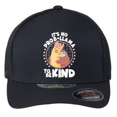 Funny Cute It's No ProbLlama To Be Kind Flexfit Unipanel Trucker Cap