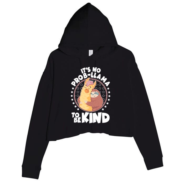 Funny Cute It's No ProbLlama To Be Kind Crop Fleece Hoodie