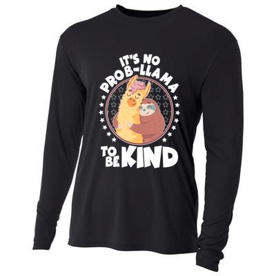 Funny Cute It's No ProbLlama To Be Kind Cooling Performance Long Sleeve Crew