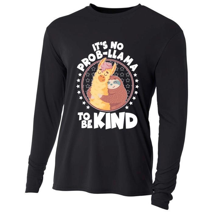 Funny Cute It's No ProbLlama To Be Kind Cooling Performance Long Sleeve Crew