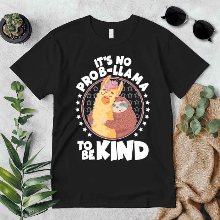 Funny Cute It's No ProbLlama To Be Kind Premium T-Shirt